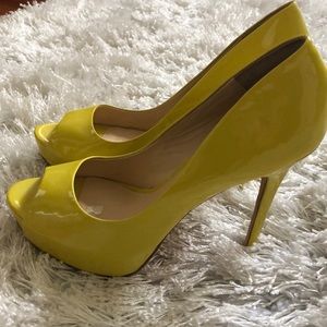 Bright yellow platform heels
